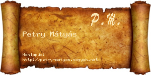 Petry Mátyás névjegykártya